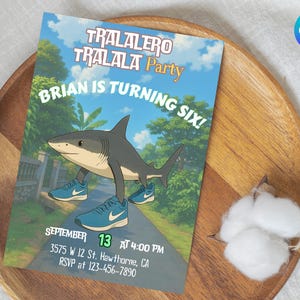 Tralalero Tralala, Brainrot Trend, Italian Birthday, Birthday Invitation, Funny Party Invite, Italian Brain Rot invitation, Shark Birthday