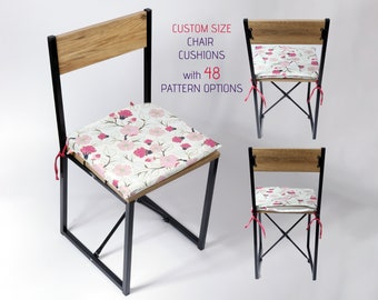 Contemporary Chair Cushion with Ties, Handmade and Custom Sized