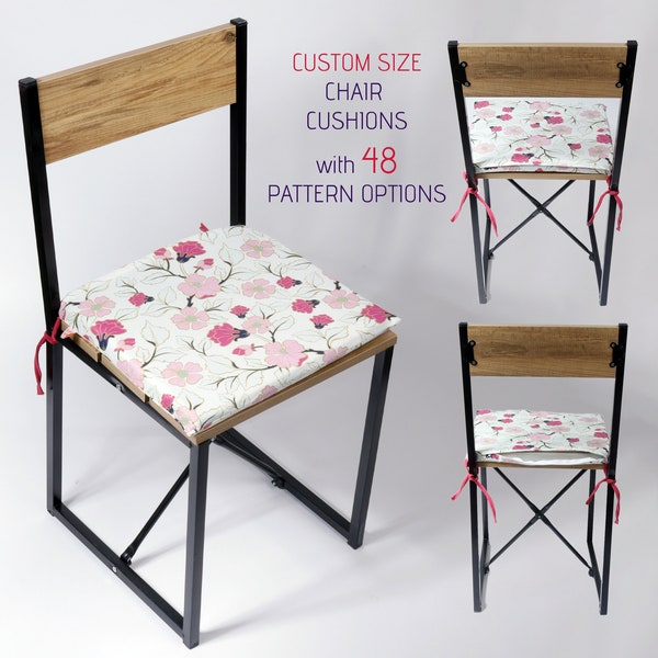 Contemporary Chair Cushion with Ties, Handmade and Custom Sized