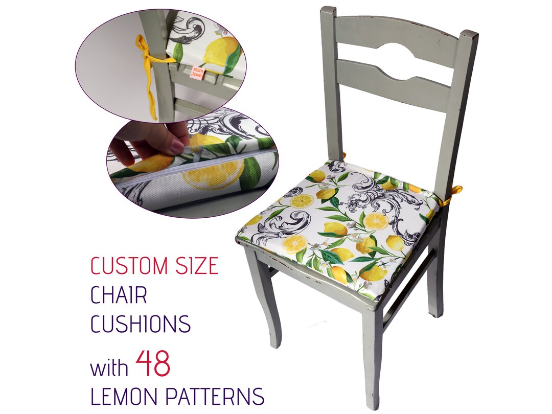 Lemon Chair Cushions for Kitchen, Custom Size Dining Chair Cushions With Foam Inserts Etsy