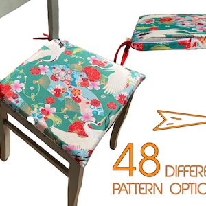 Chinoiserie Chair Cushion Covers,Chinese Chippendale Dining Chair Pads with Traditional Asian Patterns