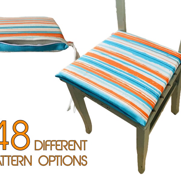Modern Chair Cushions with Stripe Patterns, Custom Size with Removable Foam Inserts