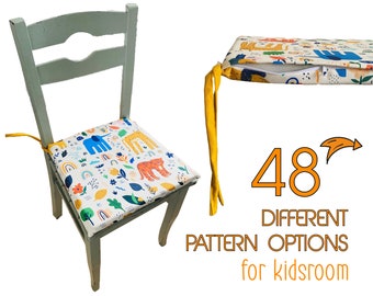 Kidsroom Chair Cushions with Removable Foam Inserts and Ties, Custom Size
