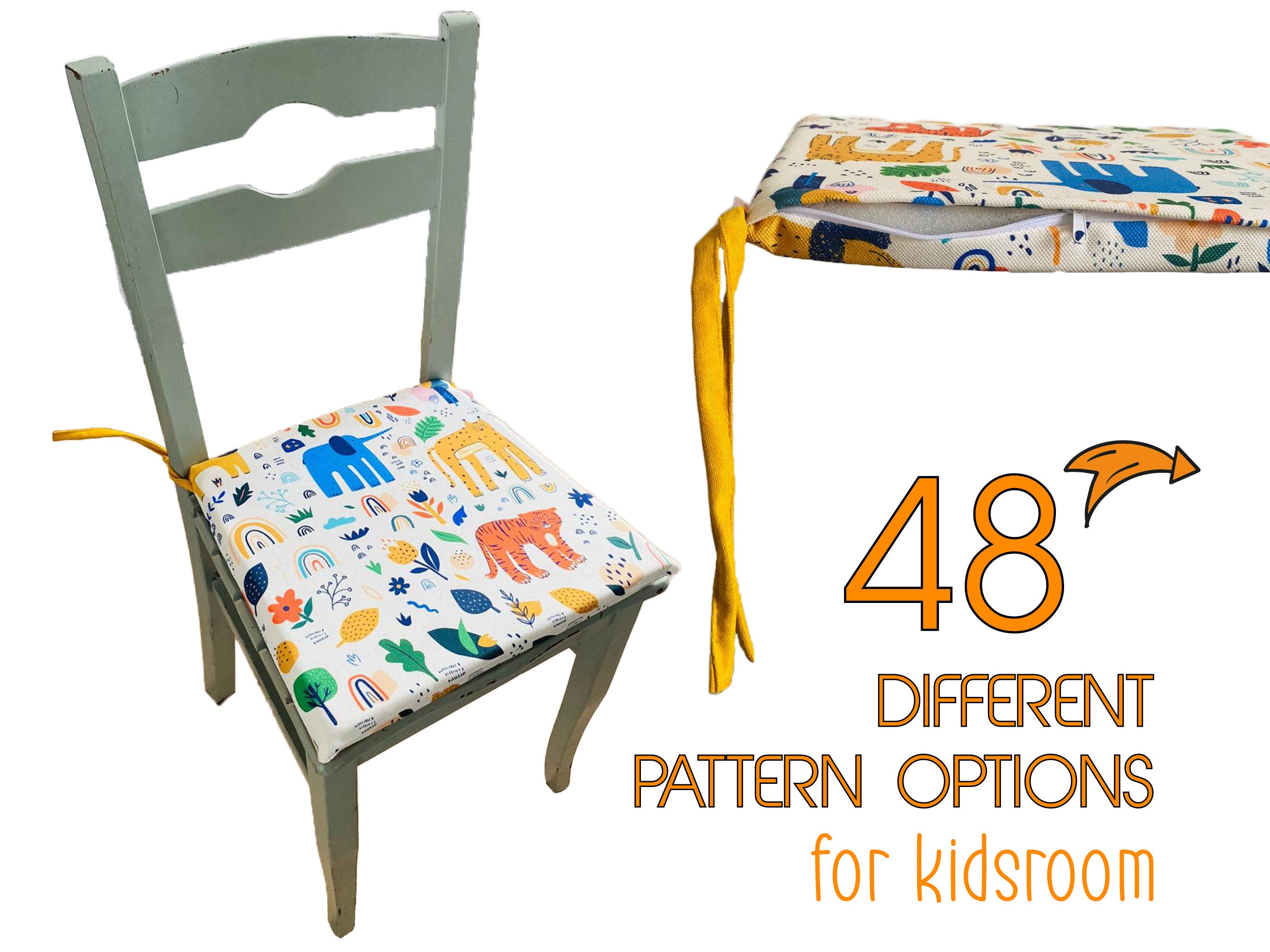Kidsroom Chair Cushions With Removable Foam Inserts and Ties
