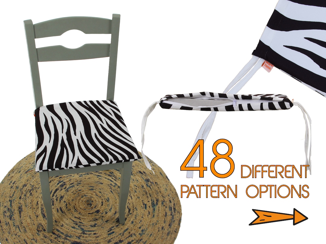 Zebra Chair Cushions With Ties, Custom Sized and With Foam Insert - Etsy UK