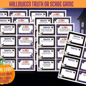 Truth or Scare Halloween Party Game, Halloween Game for Kids, Tweens, Teens or Adults | Instant Download | Editable PDF