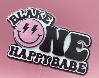 One Happy Babe cake topper, One Happy Babe Birthday, One Happy Babe, One Happy Girl cake topper, One Happy Girl Birthday