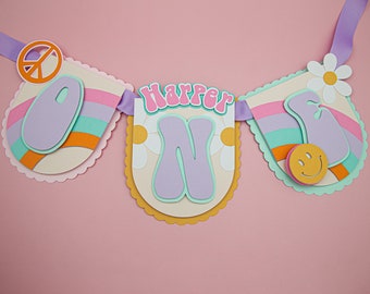 Groovy First Birthday High Chair Banner, Custom Cardstock