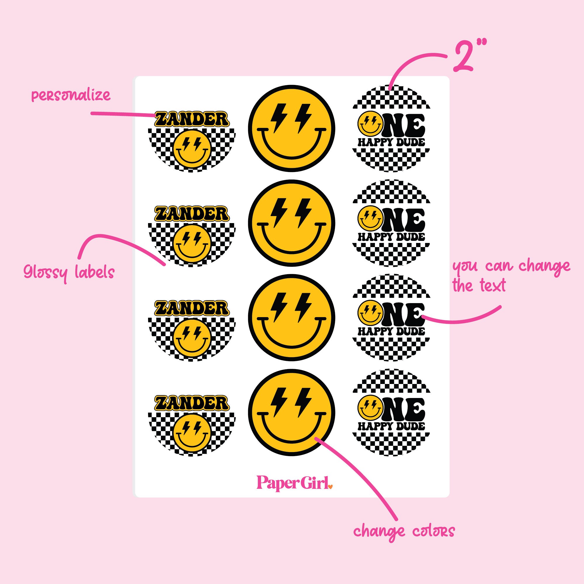 Personalized One Happy Dude Stickers, First Birthday Party Favors - Etsy