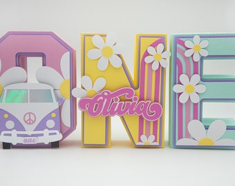 Groovy 3D letters, Groovy girl birthday, Groovy girl birthday party, Surf wagon 3D letters, groovy birthday groovy boxes