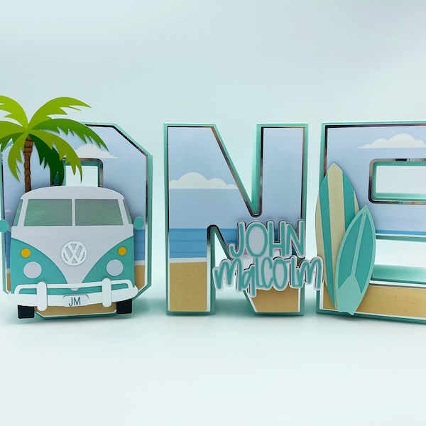 Surf 3D letters, Surf birthday, Surf birthday party, Surf wagon 3D letters