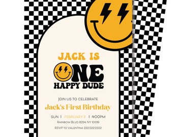 Happy Dude birthday invite, Happy Dude birthday, One Happy dude birthday invitation, One happy dude birthday, digital invitation.