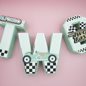 Vintage race car 3D letters, Vintage Car birthday, Vintage car birthday party, race car 3D letters