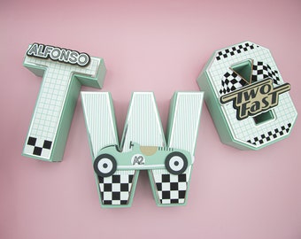 Vintage race car 3D letters, Vintage Car birthday, Vintage car birthday party, race car 3D letters