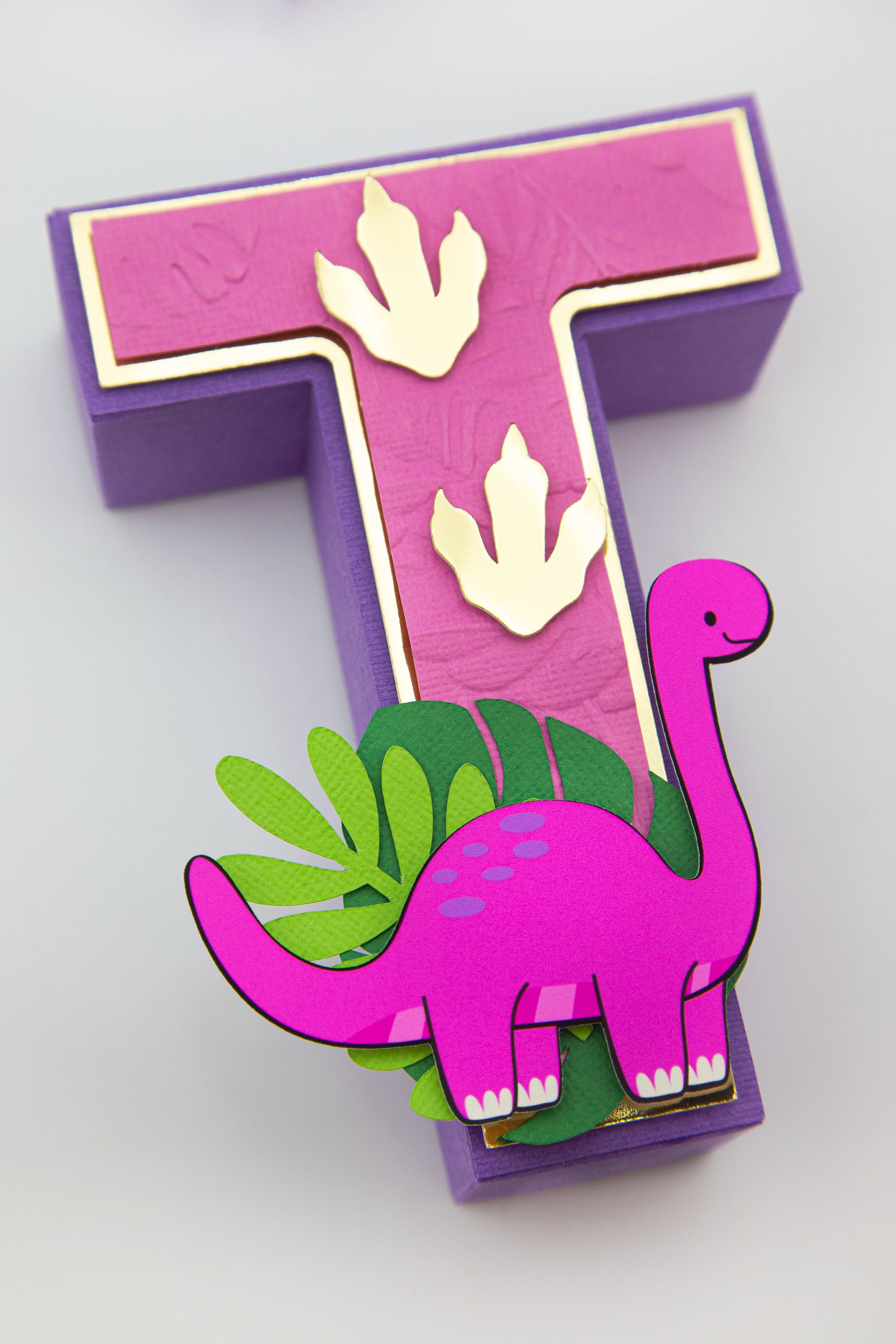 Dinosaur 3D Letter Cute Dinosaur 3D Letter Rainbow 3D - Etsy