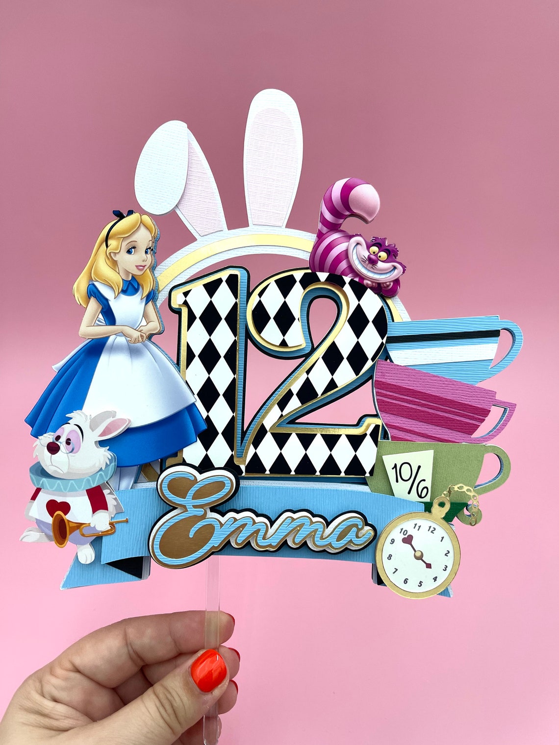 Alice in Wonderland Cake Topper Alice in Wonderland Birthday Etsy