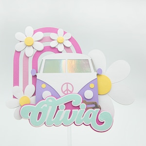 Groovy cake topper, groovy girl cake topper, Groovy Birthday, Groovy Birthday Party, groovy birthday decor, surf wagon.