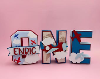 Letras 3D "El tiempo vuela", decoración para fiesta de cumpleaños de primer vuelo