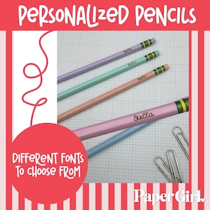 Personalized Pencils, Back to School Supplies, Laser Engraved Pencils, Custom Name Pencils, Engraved Pencils, Custom School Supplies.