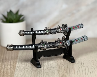 Samurai Style Katana Office Home Decoration, 8&quot; and 6&quot; in length
