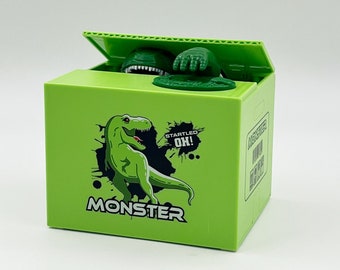 Electronic Stealing Coin Box Piggy Bank, Monster Dinosaur Bank Toy, Musical Moving Stealing Money Bank Gift for Boys Girls Kids