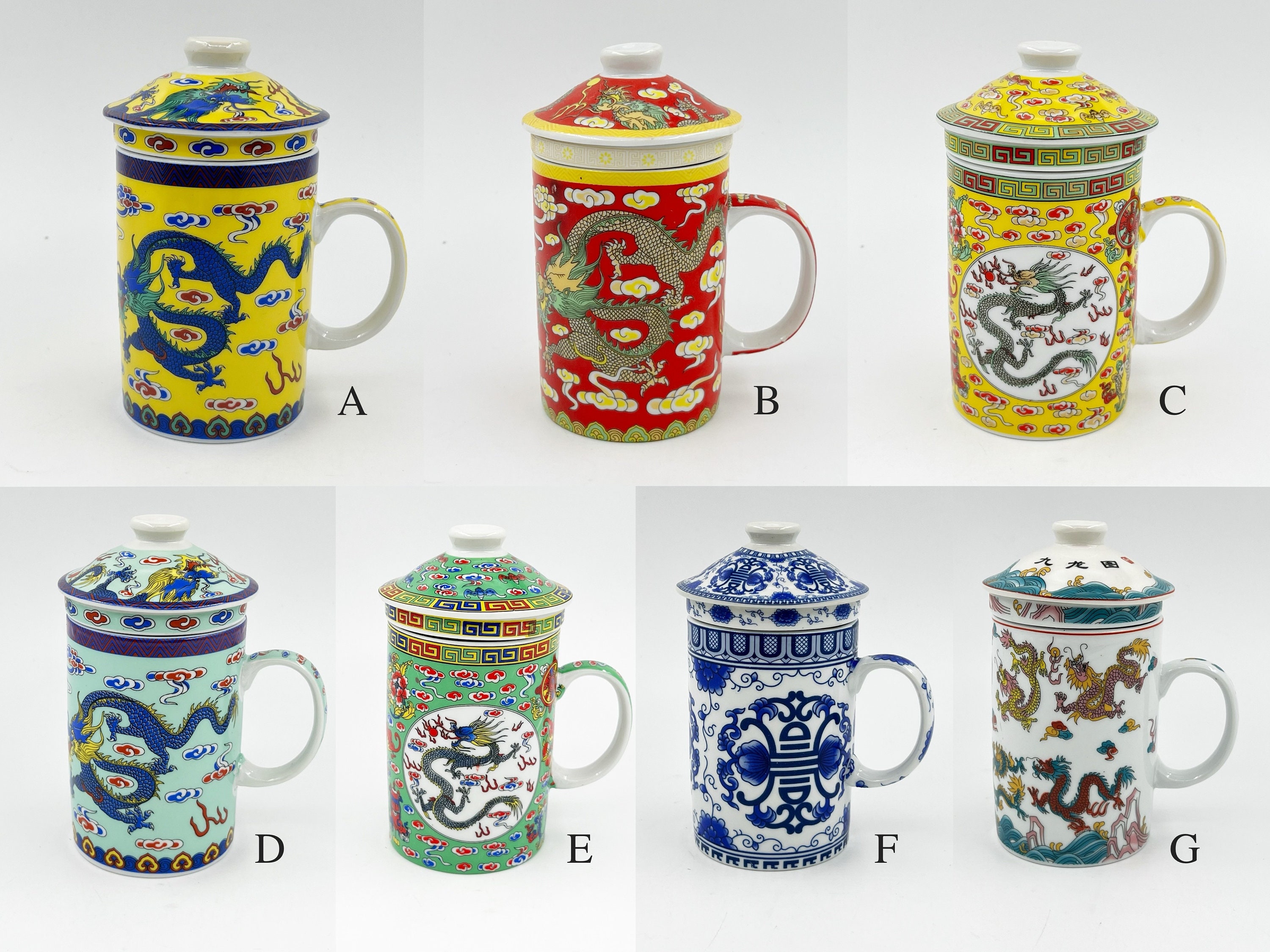 中国民国時代のドラゴンの絵柄 陶器カップ Vintage Style Chinese Loyal Dragon Ceramic Tea Cup Mug 10 Fl Oz, 3