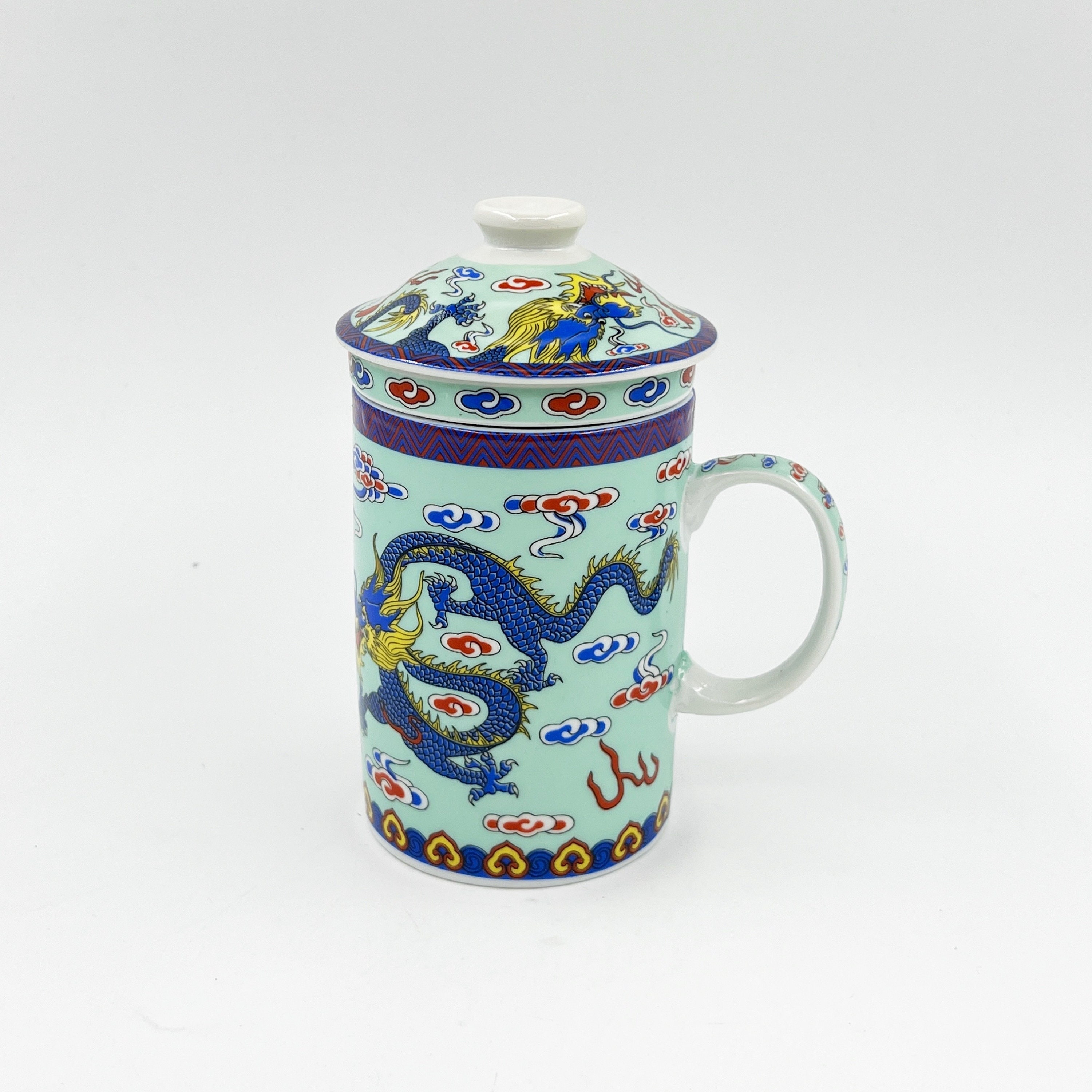 Vintage Style Chinese Loyal Dragon Ceramic Tea Cup Mug 10 Fl Oz, 3