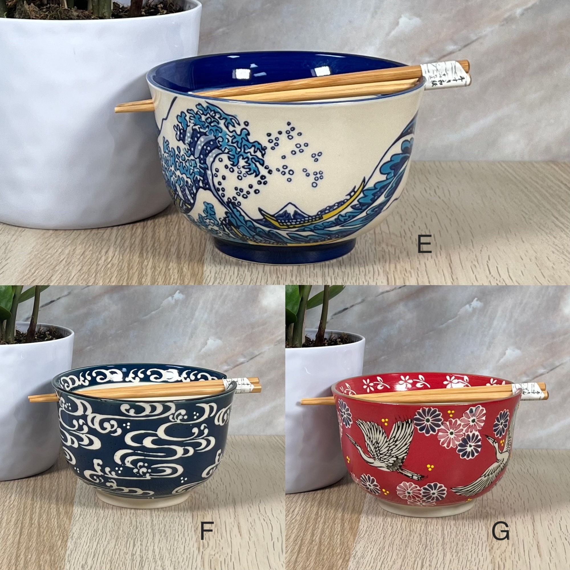 2 Bols En Céramique Bleu Et Blanc Style Chinois - Pour Nouilles Ramen, Soupe, Riz, Décoration Rétro - 7