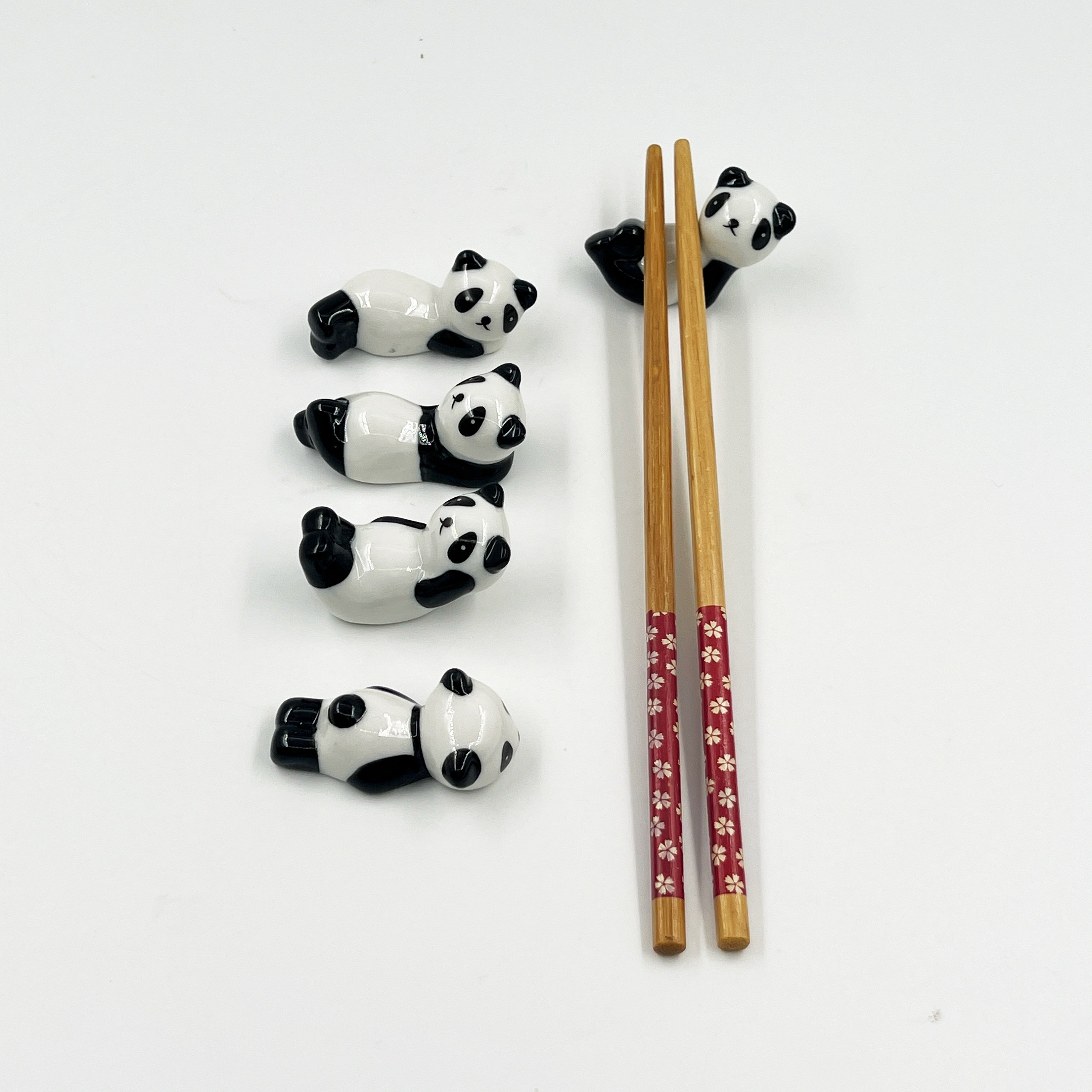 PLIGREAT 5 Pcs Colored Flower Print Porcelain Chopstick Rest Ceramic Chopstick Holder Chopstick Rack For Chinese Food Japanese Restraurant Hotel Creative Spoon Fork Stand Dinning Room Tabletop Decor