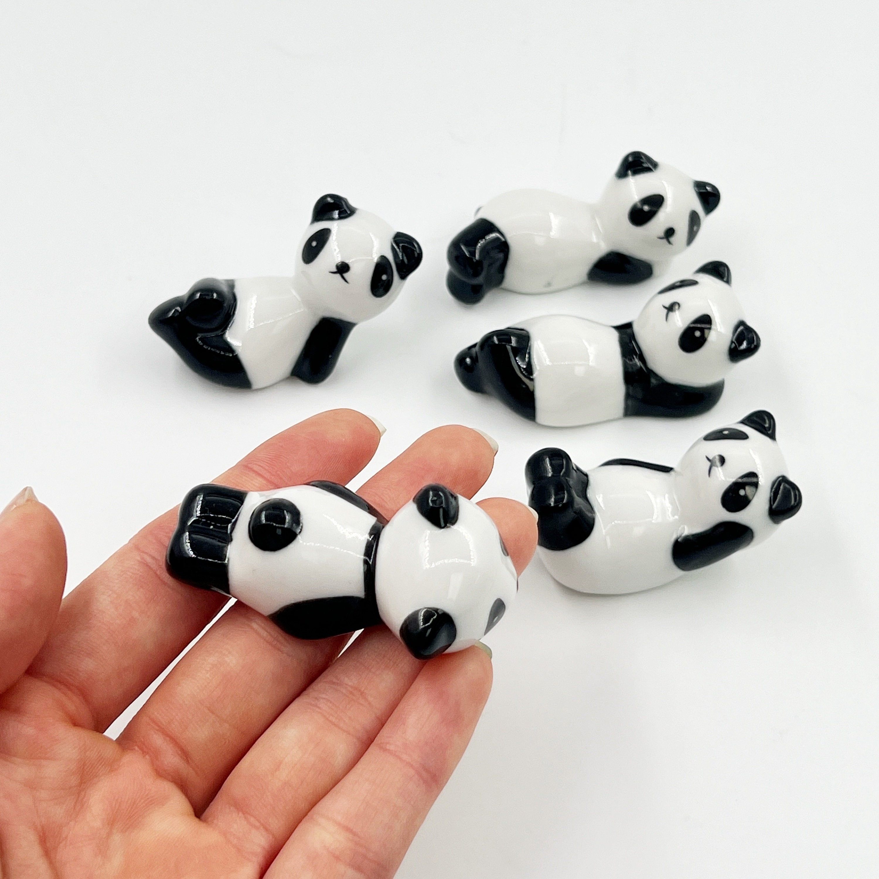 かわいい陶器パンダ箸置きラック5個、箸置きスタンドホルダー、絵筆