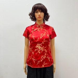 Chinese Cheongsam Shirt Short Sleeve Top China Blouse Dragon