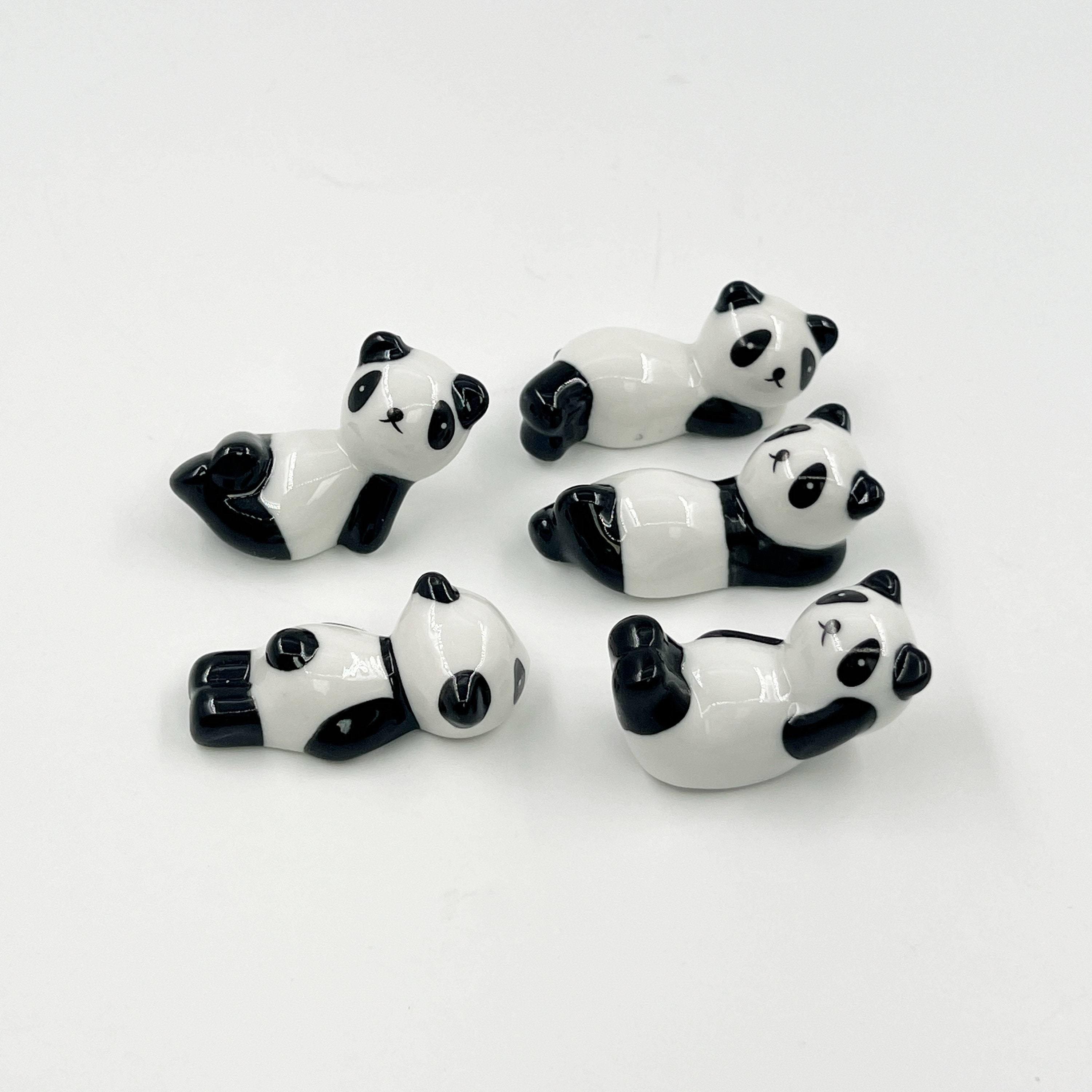 かわいい陶器パンダ箸置きラック5個、箸置きスタンドホルダー、絵筆