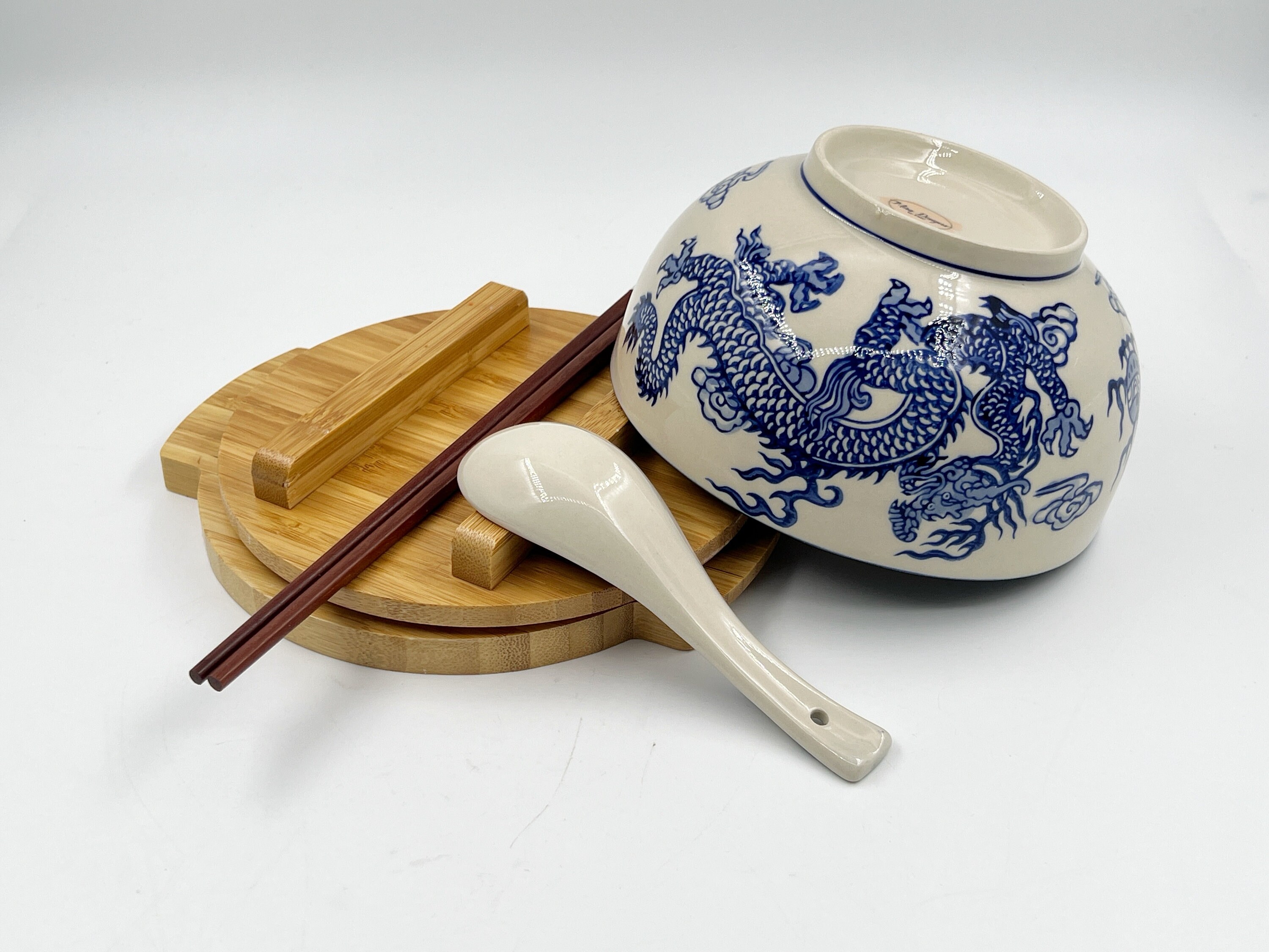 Ketinea 34oz Ceramic Ramen Bowl Set With Lid, Handle & Chopsticks - Corgi Design