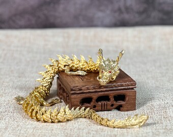 Golden color Dragon Figurine with all Movable Joint, 16 Inches long