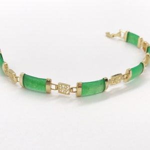 Chinesische Schriftzeichen Glück Grünes Jade Link Armband