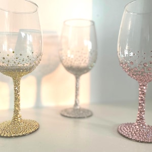 Crystal Rhinestone Wine Glasses: Custom Bridal Gift