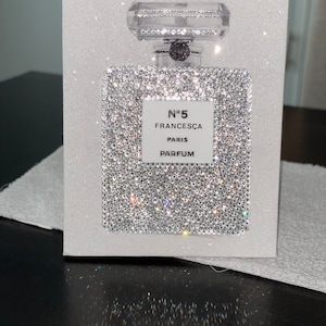 Personalized Perfume Bottle Canvas / Crystals/ Diamond Dust Canvas/Name Canvas