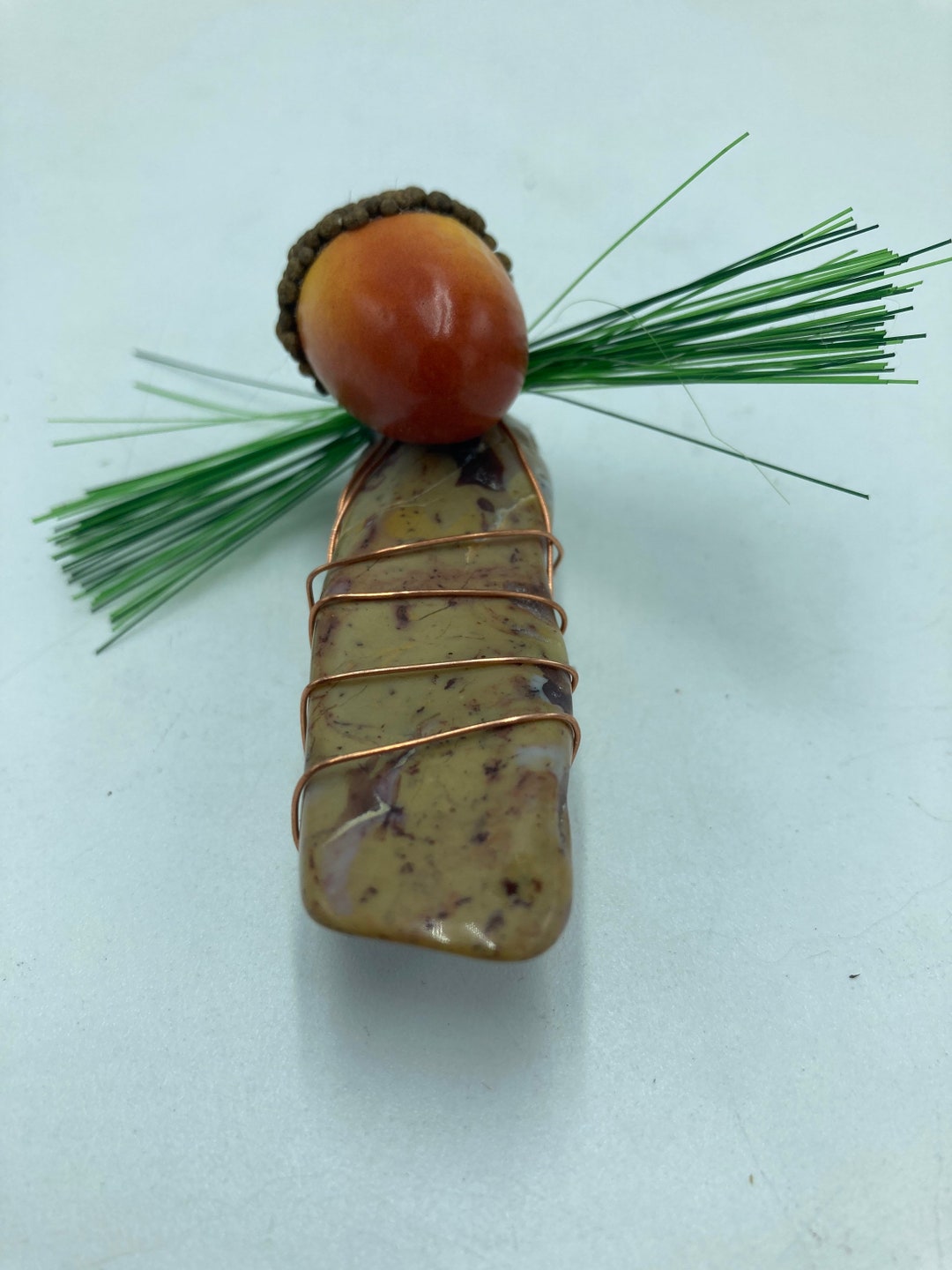 Acorn Gemfield Candy Rhyolite Ornament Copper Wire Wrapped Ornaments - Etsy