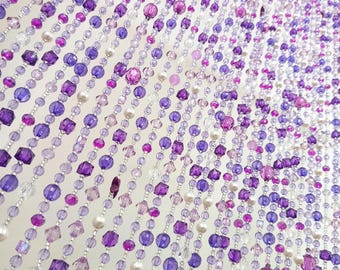 Purple Beaded Long Curtains Window, Beaded Curtain Doorway, Beaded Curtain Window, Doorway Beads, Window Valance, Valance Beads, Sun Catcher