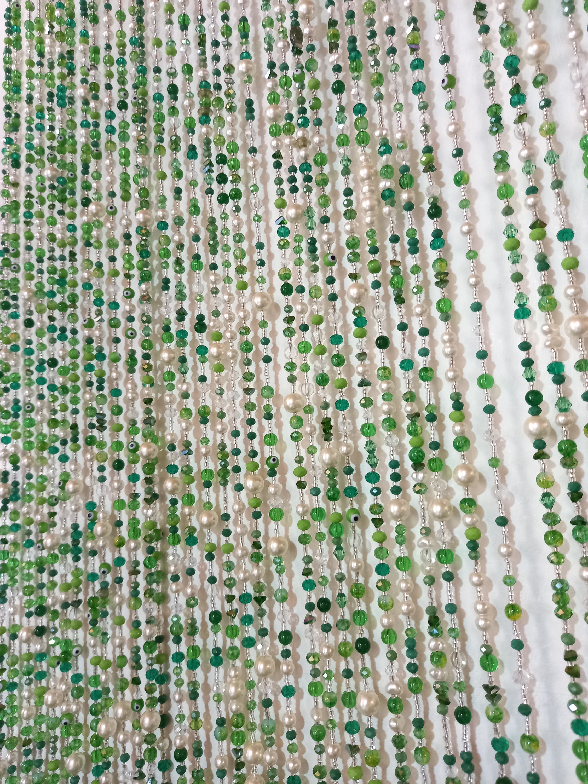 Green Beaded Long Curtains Window, Beaded Curtain Doorway, Beaded Curtain Window, Doorway Beads, Window Valance, Valance Beads, Sun Catcher