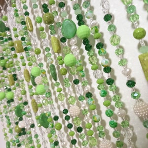 Green Beaded Short Curtains Window, Hippie Decor, Window Curtains, Hippie Room Decor, Beaded Curtain Doorway, Beaded Curtain Window