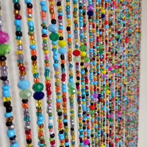 59 inch Bohemian Style Beaded Long Curtains, Beaded Curtain Doorway, Beaded Curtain Window, Doorway Beads, Window Valance
