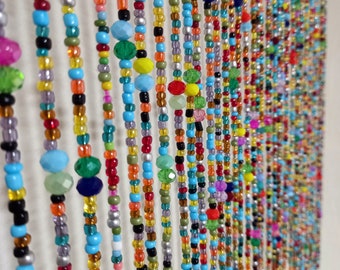 59 inch Bohemian Style Beaded Long Curtains, Beaded Curtain Doorway, Beaded Curtain Window, Doorway Beads, Window Valance