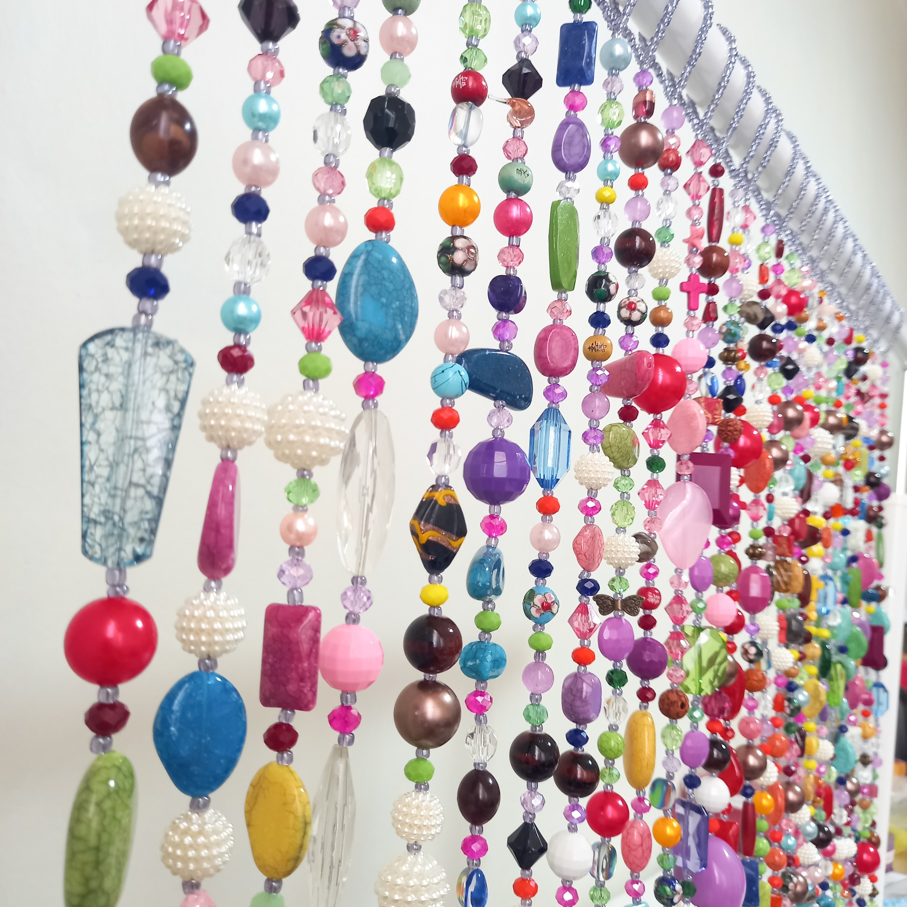 Boho Beaded Curtains, Hippie Decor, Window Curtains, Hippie Room Decor