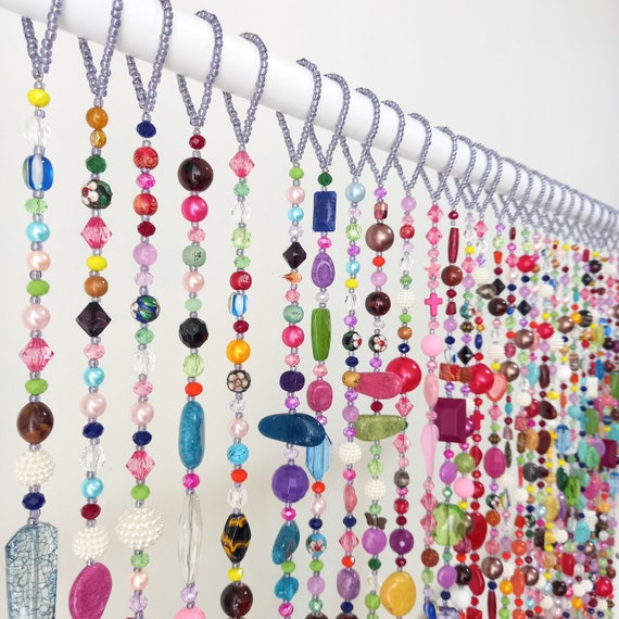 Boho Beaded Curtains, Hippie Decor, Window Curtains, Hippie Room Decor, Beaded Curtain Doorway, Beaded Curtain Window, Bohomian Style