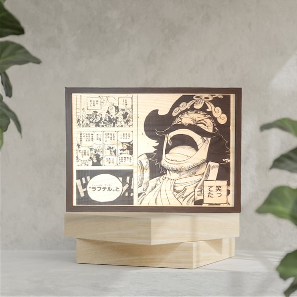 Planche One piece original sur bois Manga - Décoration murale - Fait à la main - Manga - Jeux vidéo - Animé