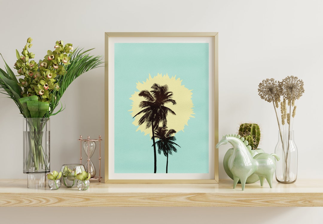 Palm Tree Digital Wallart, Beach Palm Tree Art, Minimalist Palm Tree