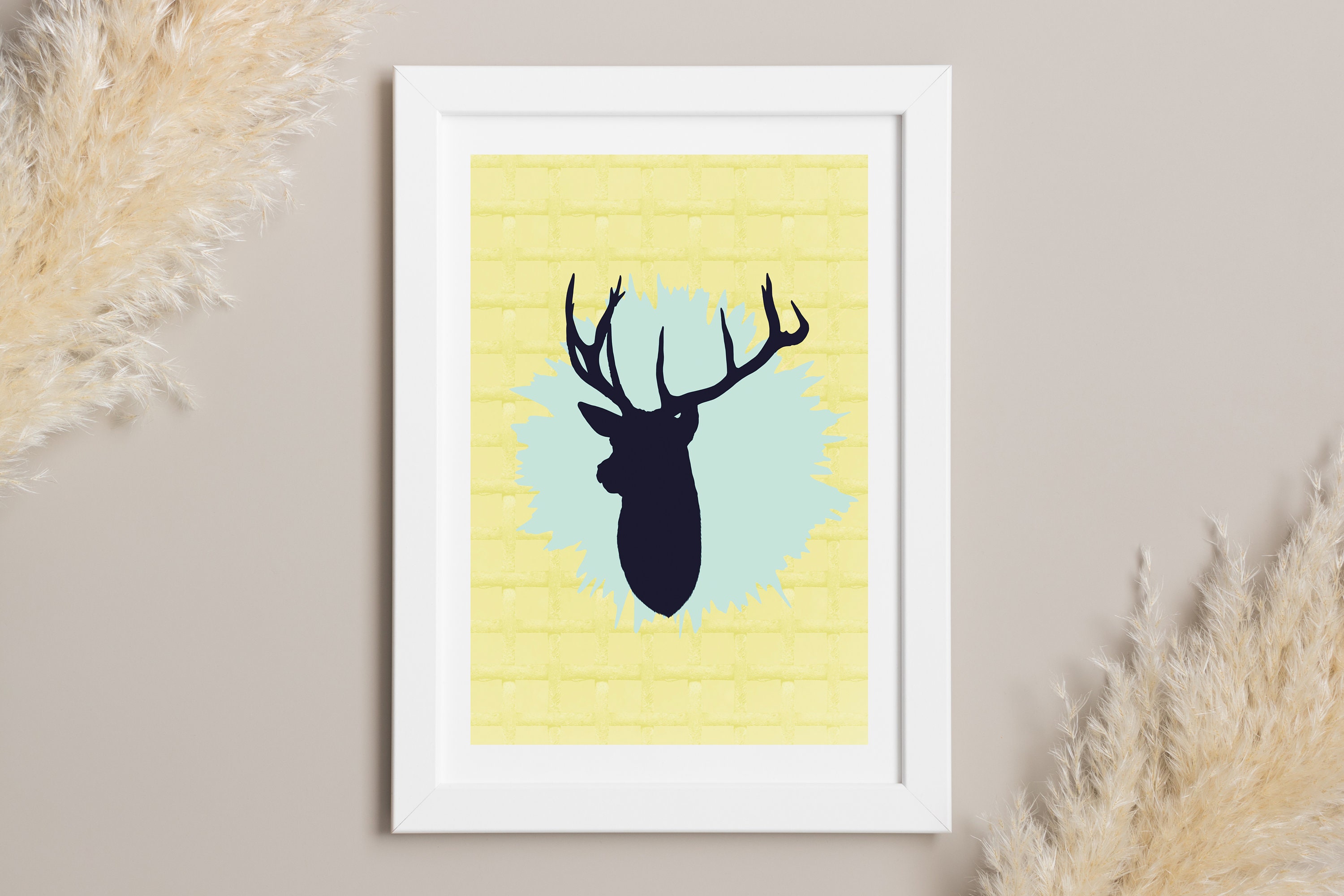 Printable Stag Head Decor, Stag Deer Head Decor,christmas Deer Stag ...