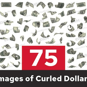 Hundred Dollar Bills Stack of Money | High Definition Dollar Bill | Falling Coins Transparent File | Curled Dollar Photo | JPG and PNG Files