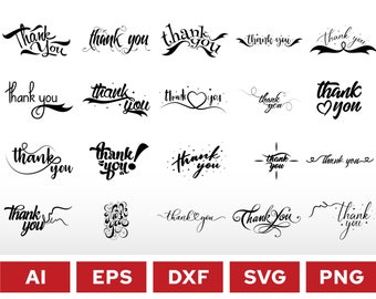 20 Thank You SVG | Thank you Cut Files for Cricut Silhouette Files | Thank You Texts For Wedding and Gift Cards